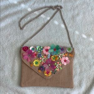 Flower beaded crossbody and clutch